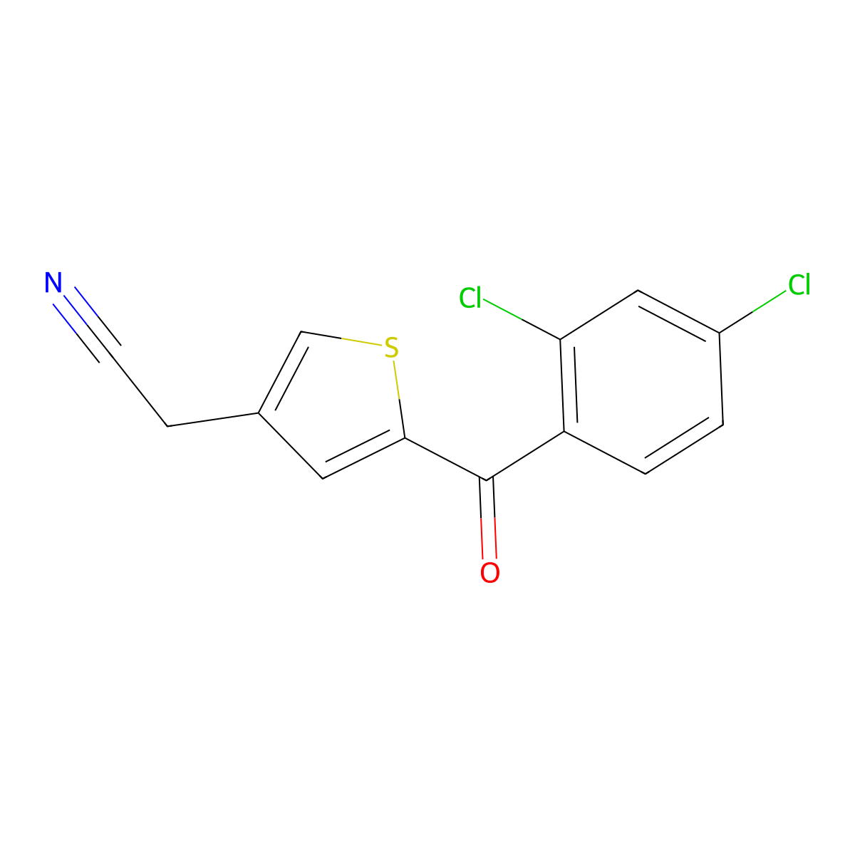 2-[5-(2,4-Dichlorobenzoyl)thiophen-3-yl]acetonitrile molecular structure, CAS 338966-80-6