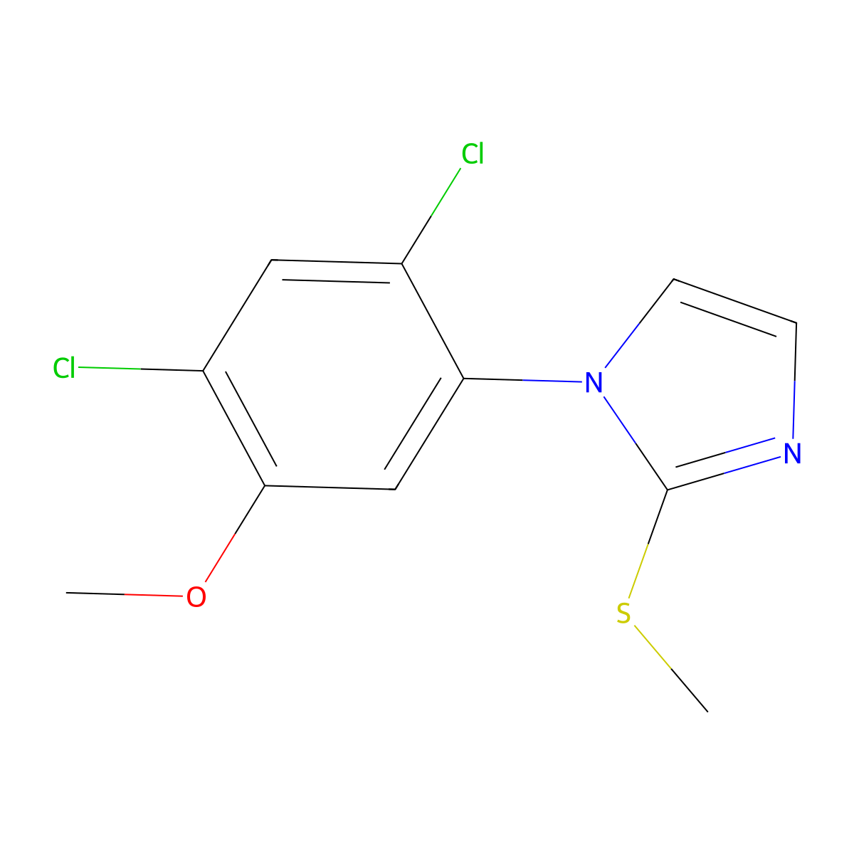 1-(2,4-dichloro-5-methoxyphenyl)-2-(methylsulfanyl)-1H-imidazole molecular structure, CAS 338967-05-8
