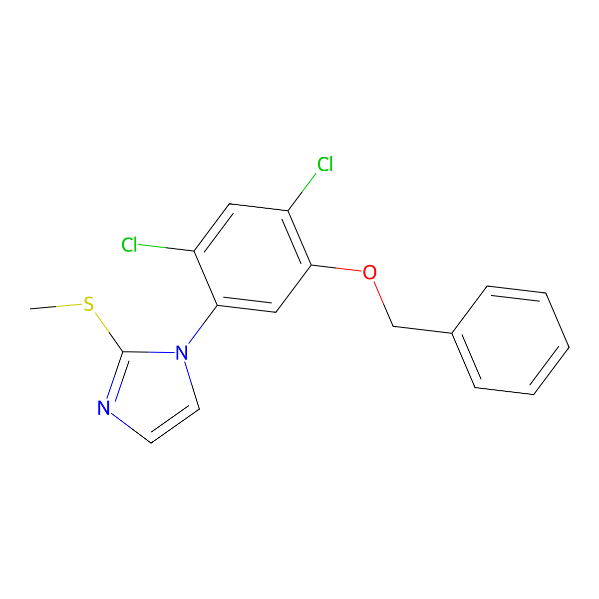 1-[5-(benzyloxy)-2,4-dichlorophenyl]-2-(methylsulfanyl)-1H-imidazole molecular structure, CAS 338967-14-9