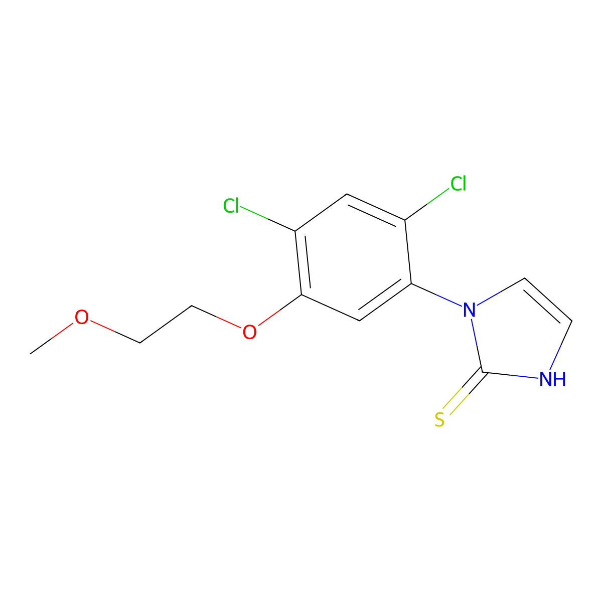 1-[2,4-dichloro-5-(2-methoxyethoxy)phenyl]-1H-imidazole-2-thiol molecular structure, CAS 338967-18-3