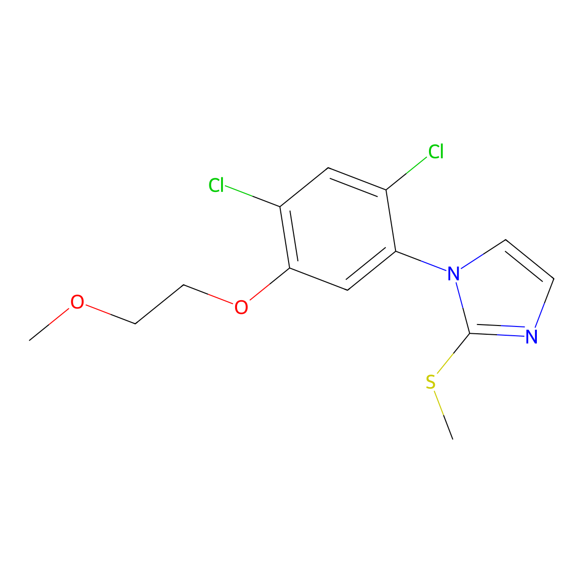 1-[2,4-dichloro-5-(2-methoxyethoxy)phenyl]-2-(methylsulfanyl)-1H-imidazole molecular structure, CAS 338967-19-4