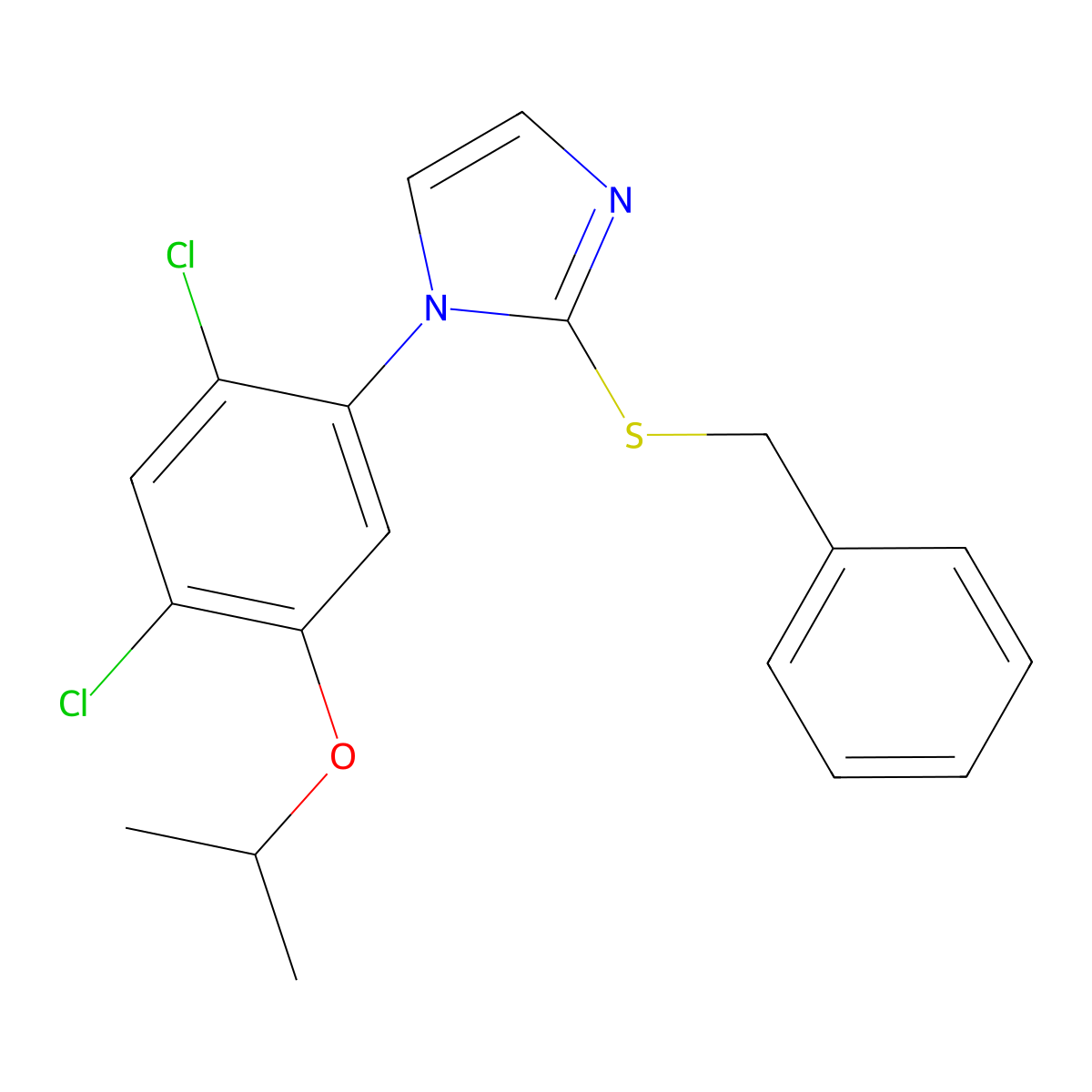 2-(benzylsulfanyl)-1-(2,4-dichloro-5-isopropoxyphenyl)-1H-imidazole molecular structure, CAS 338967-21-8