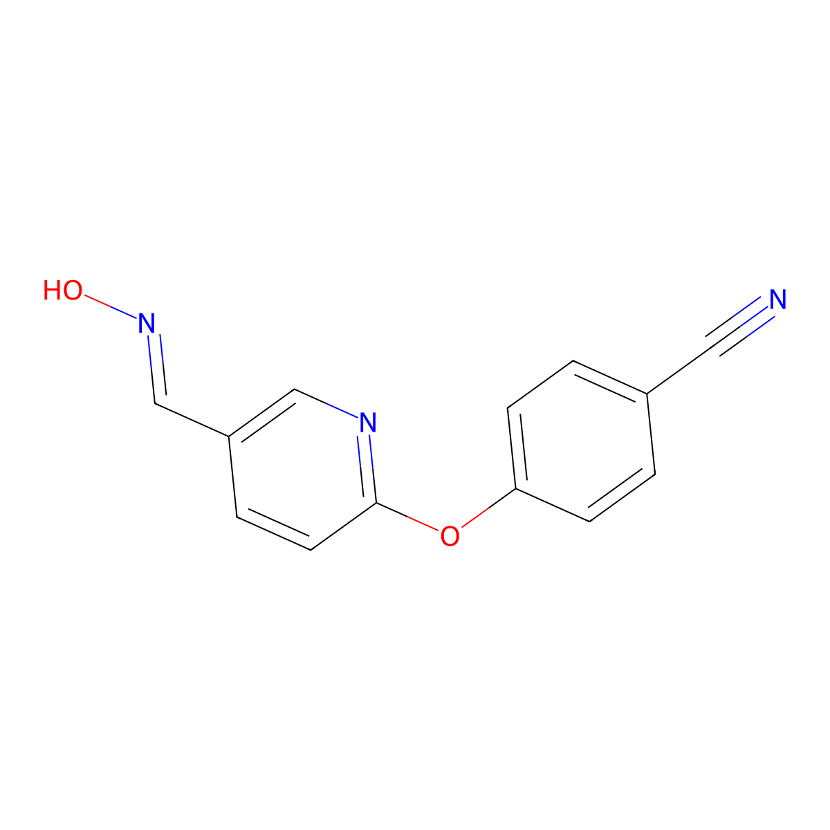 4-({5-[(Hydroxyimino)methyl]-2-pyridinyl}oxy)benzenecarbonitrile molecular structure, CAS 338967-28-5