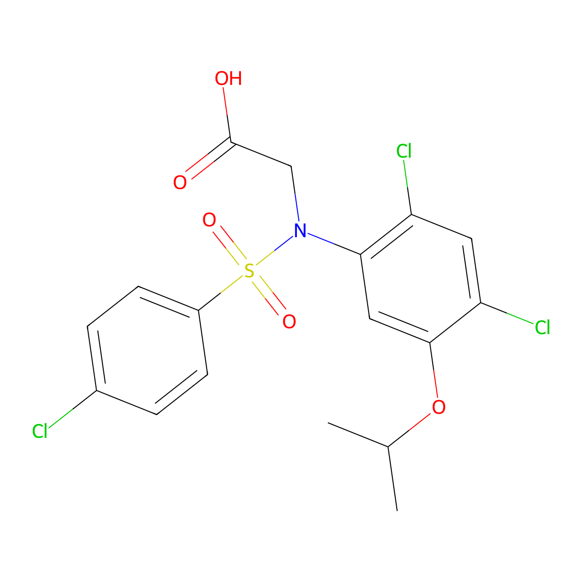 N-(4-chlorophenylsulfonyl)-2,4-dichloro-5-isopropoxyphenylglycine molecular structure, CAS 338967-38-7