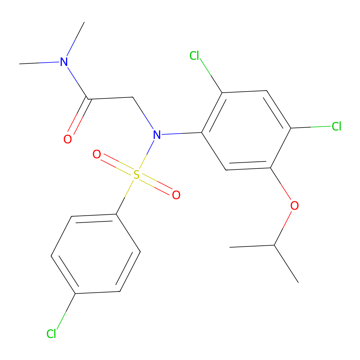 2-(N-(4-chlorophenylsulfonyl)-2,4-dichloro-5-isopropoxyphenylamino)-N,N-dimethylacetamide molecular structure, CAS 338967-44-5