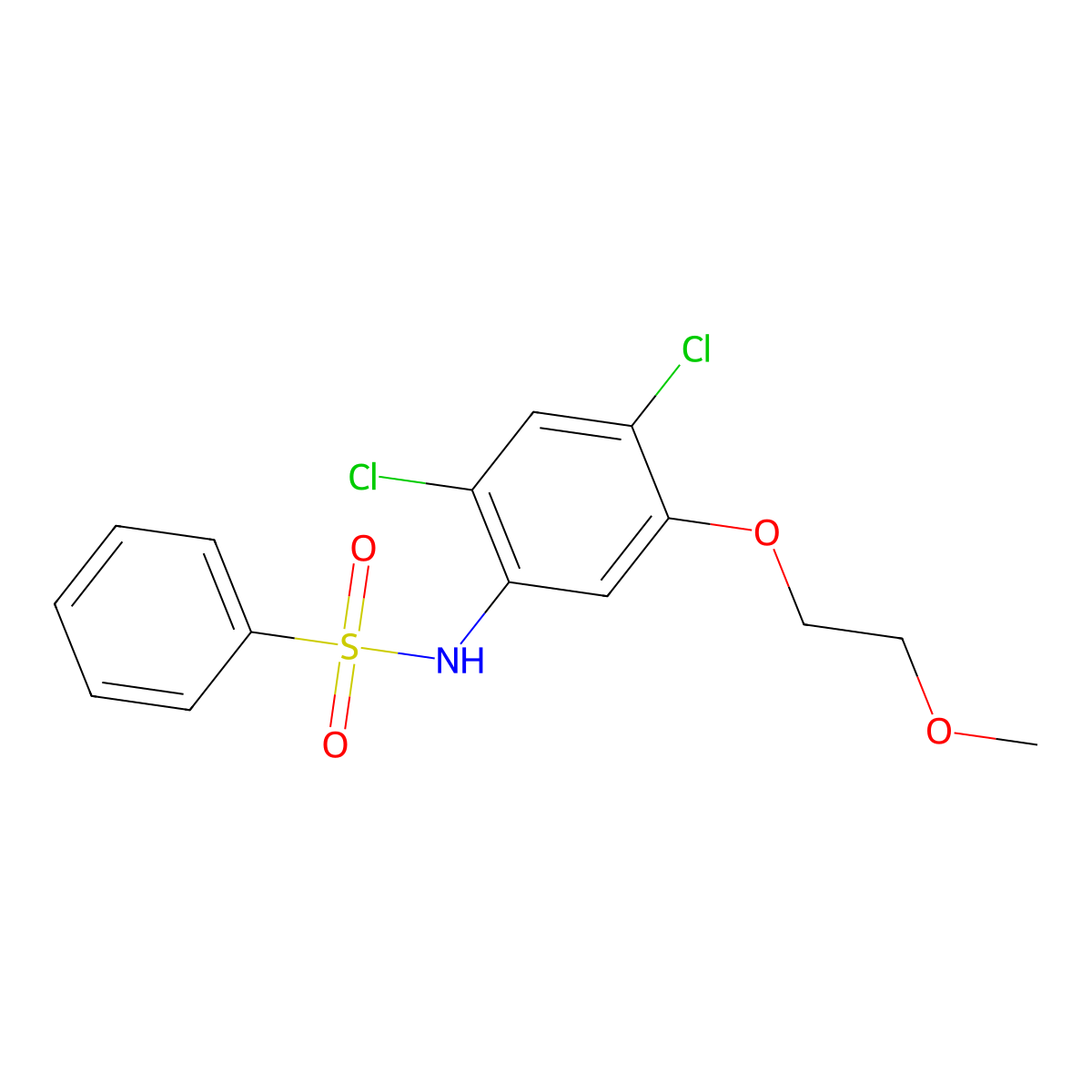 N-[2,4-dichloro-5-(2-methoxyethoxy)phenyl]benzenesulfonamide molecular structure, CAS 338967-48-9