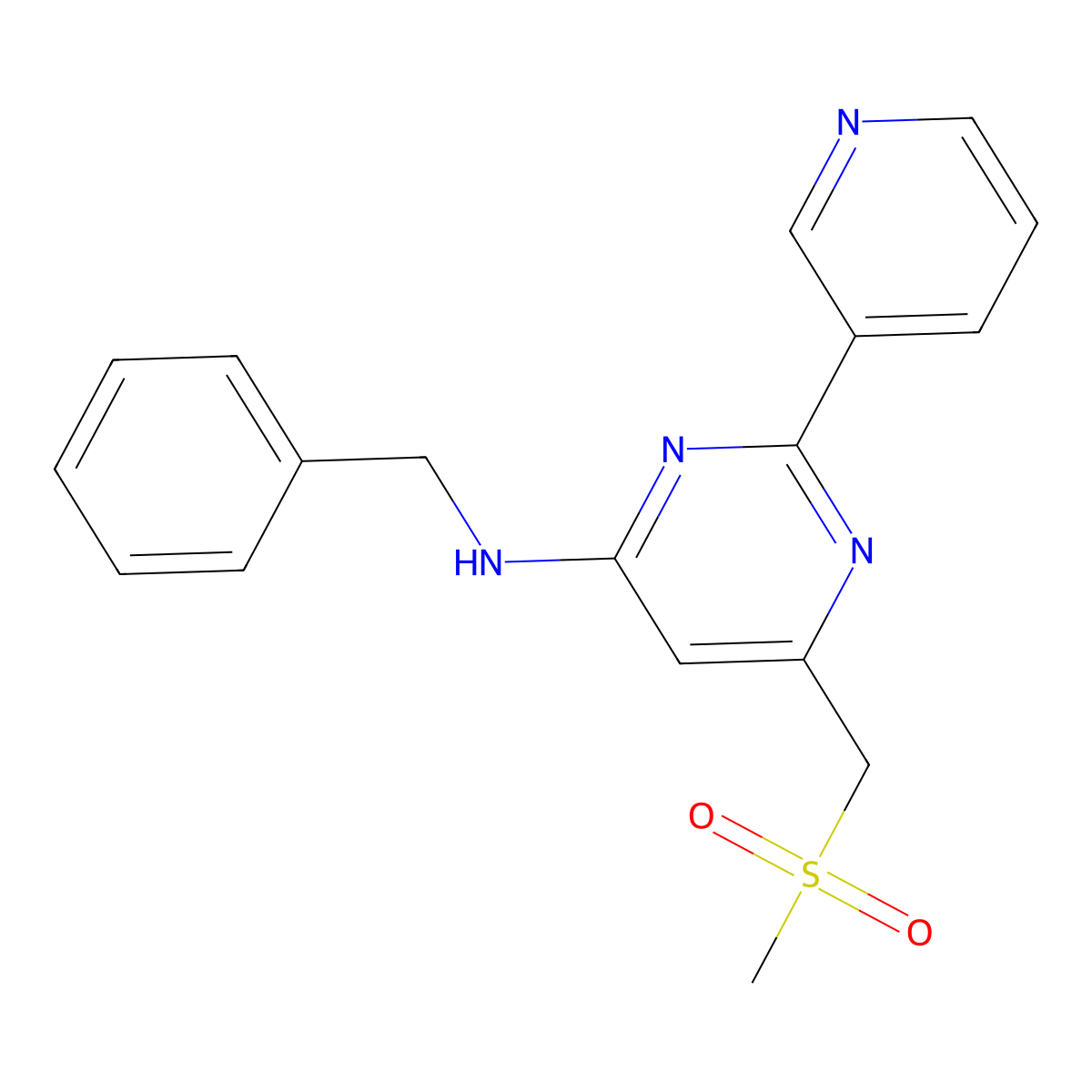 N-benzyl-6-[(methylsulfonyl)methyl]-2-(3-pyridinyl)-4-pyrimidinamine molecular structure, CAS 338967-53-6