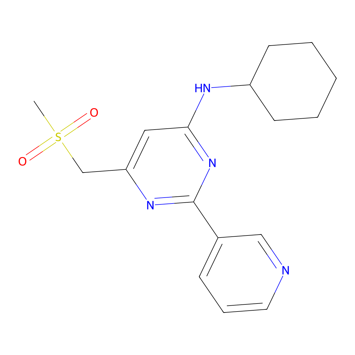 N-cyclohexyl-6-[(methylsulfonyl)methyl]-2-(3-pyridinyl)-4-pyrimidinamine molecular structure, CAS 338967-54-7