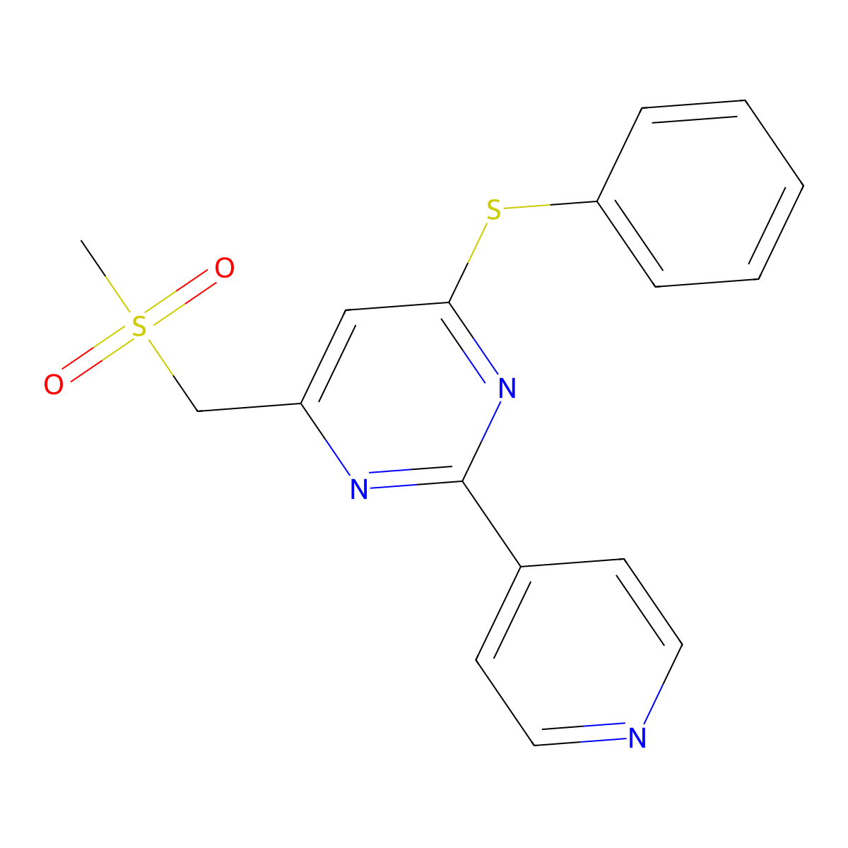 Methyl [6-(phenylsulfanyl)-2-(4-pyridinyl)-4-pyrimidinyl]methyl sulfone molecular structure, CAS 338967-59-2