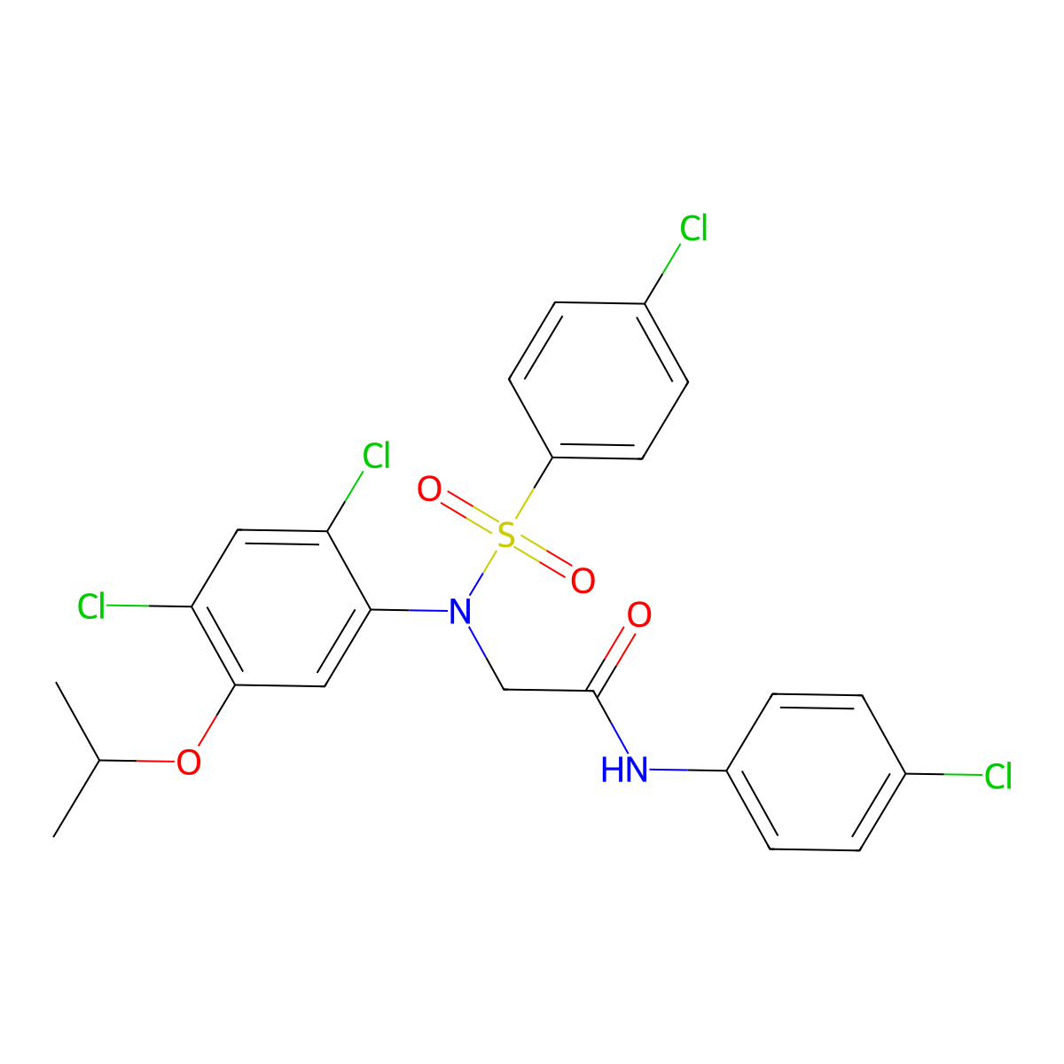 N-(4-chlorophenyl)-2-(2,4-dichloro-N-(4-chlorophenyl)sulfonyl-5-propan-2-yloxyanilino)acetamide molecular structure, CAS 338967-61-6
