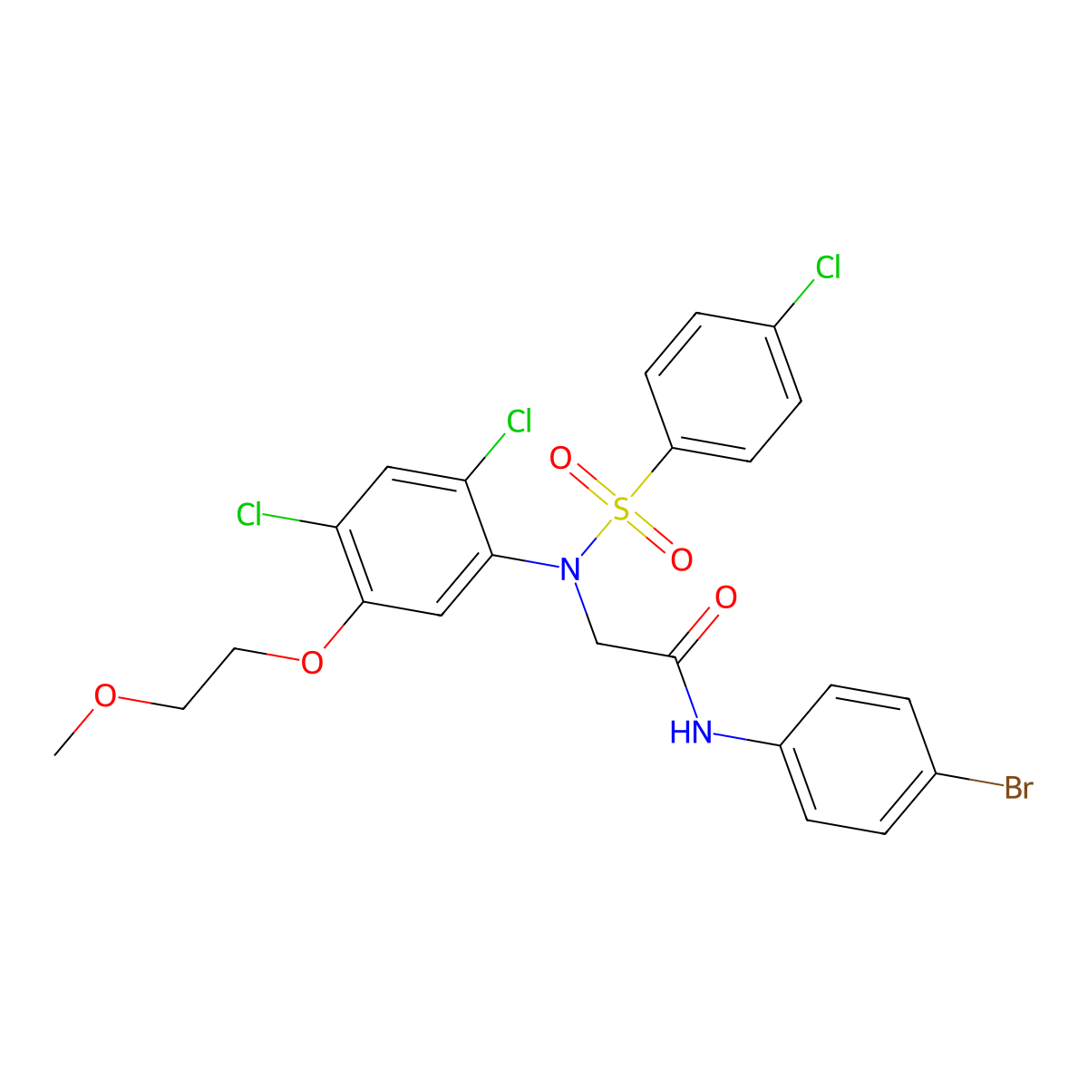 N-(4-bromophenyl)-2-{N-[2,4-dichloro-5-(2-methoxyethoxy)phenyl]4-chlorobenzenesulfonamido}acetamide molecular structure, CAS 338967-66-1