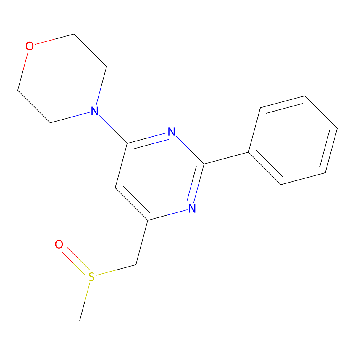 Methyl (6-morpholino-2-phenyl-4-pyrimidinyl)methyl sulfoxide molecular structure, CAS 338967-72-9