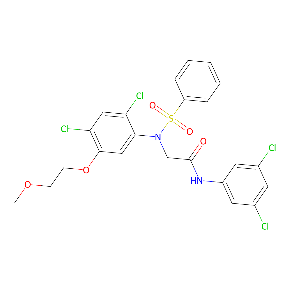2-[2,4-dichloro-5-(2-methoxyethoxy)(phenylsulfonyl)anilino]-N-(3,5-dichlorophenyl)acetamide molecular structure, CAS 338967-79-6