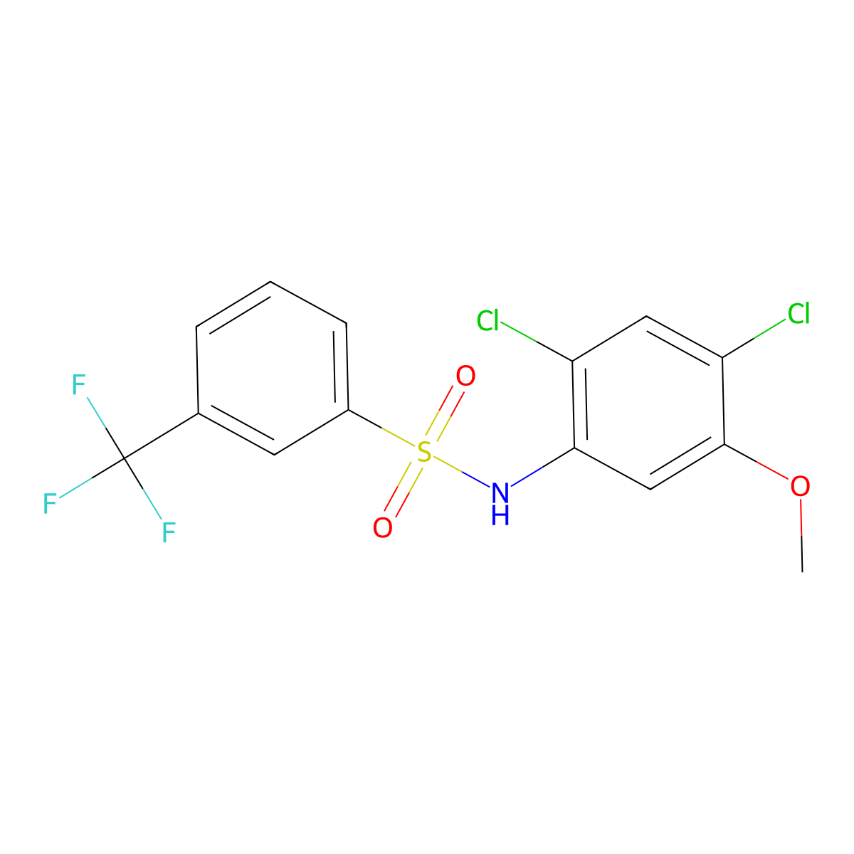 N-(2,4-dichloro-5-methoxyphenyl)-3-(trifluoromethyl)benzenesulfonamide molecular structure, CAS 338967-81-0