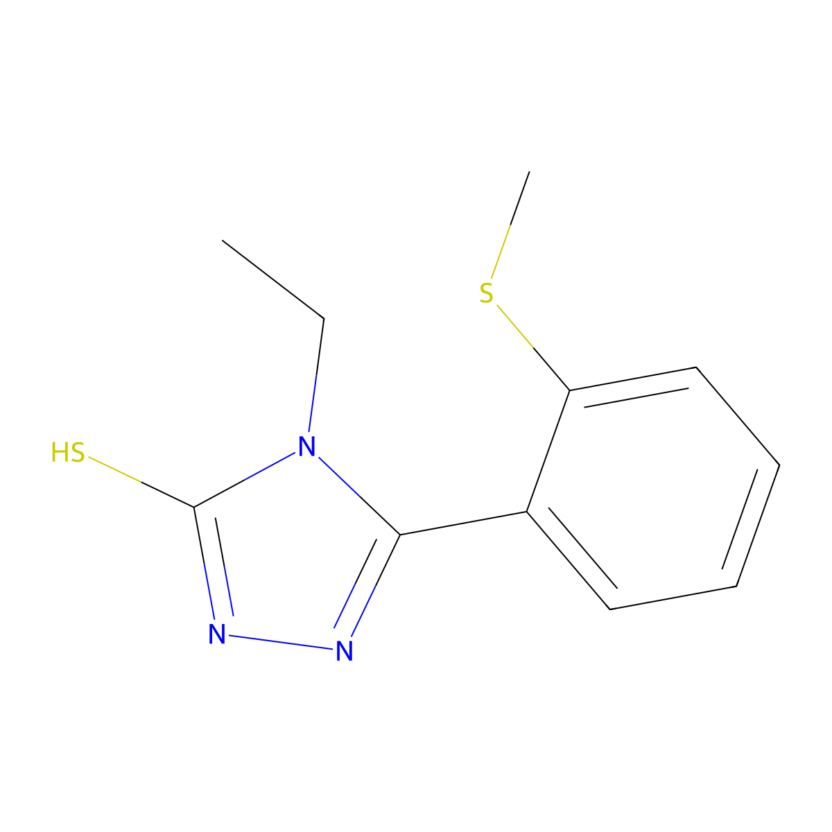 4-ethyl-5-[2-(methylsulfanyl)phenyl]-4H-1,2,4-triazol-3-ylhydrosulfide molecular structure, CAS 338967-83-2