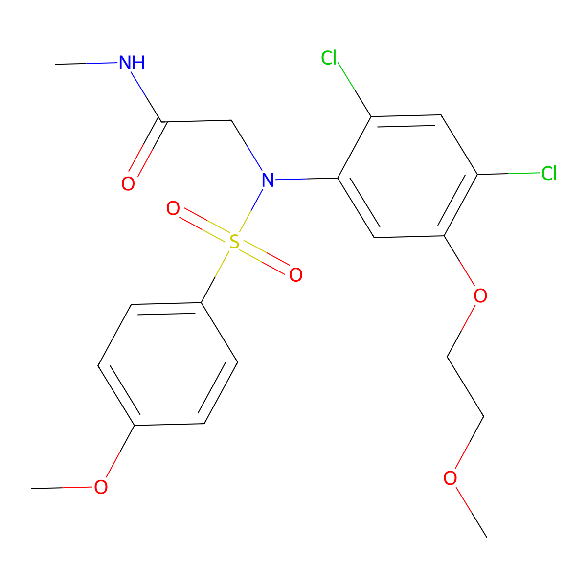 2-{2,4-dichloro-5-(2-methoxyethoxy)[(4-methoxyphenyl)sulfonyl]anilino}-N-methylacetamide molecular structure, CAS 338967-86-5