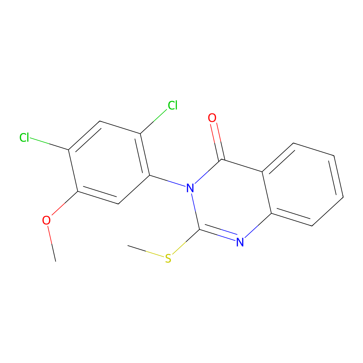 3-(2,4-dichloro-5-methoxyphenyl)-2-(methylsulfanyl)-4(3H)-quinazolinone molecular structure, CAS 338967-89-8