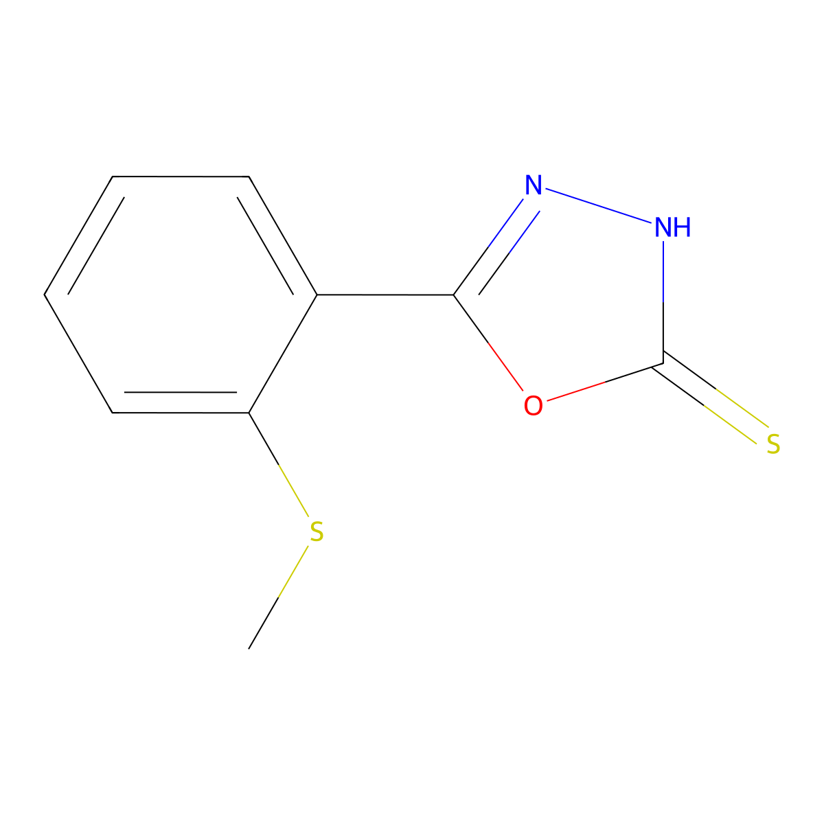 5-[2-(Methylsulfanyl)phenyl]-1,3,4-oxadiazol-2-ylhydrosulfide molecular structure, CAS 338968-03-9