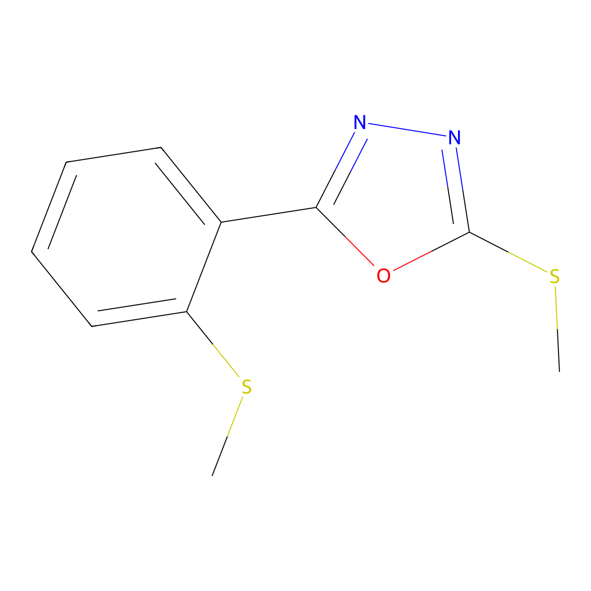 2-(Methylsulfanyl)-5-[2-(methylsulfanyl)phenyl]-1,3,4-oxadiazole molecular structure, CAS 338968-07-3