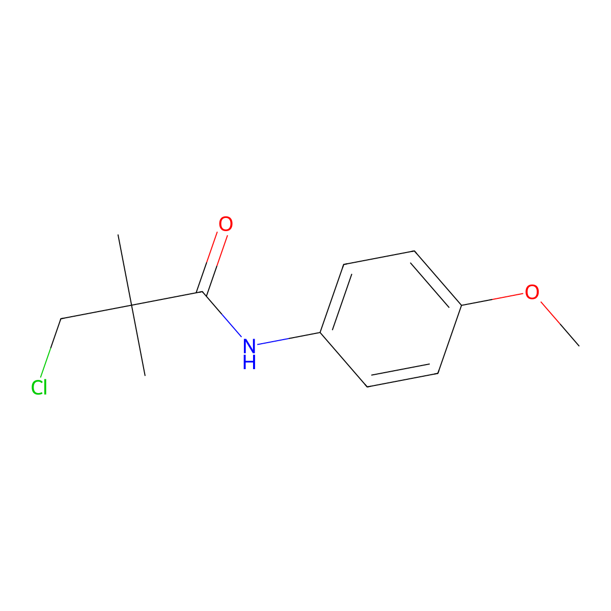 3-chloro-N-(4-methoxyphenyl)-2,2-dimethylpropanamide molecular structure, CAS 338968-17-5