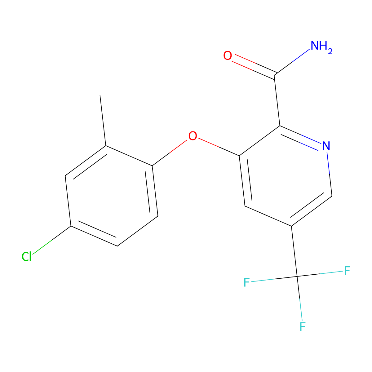 3-(4-Chloro-2-methylphenoxy)-5-(trifluoromethyl)pyridine-2-carboxamide molecular structure, CAS 338968-19-7