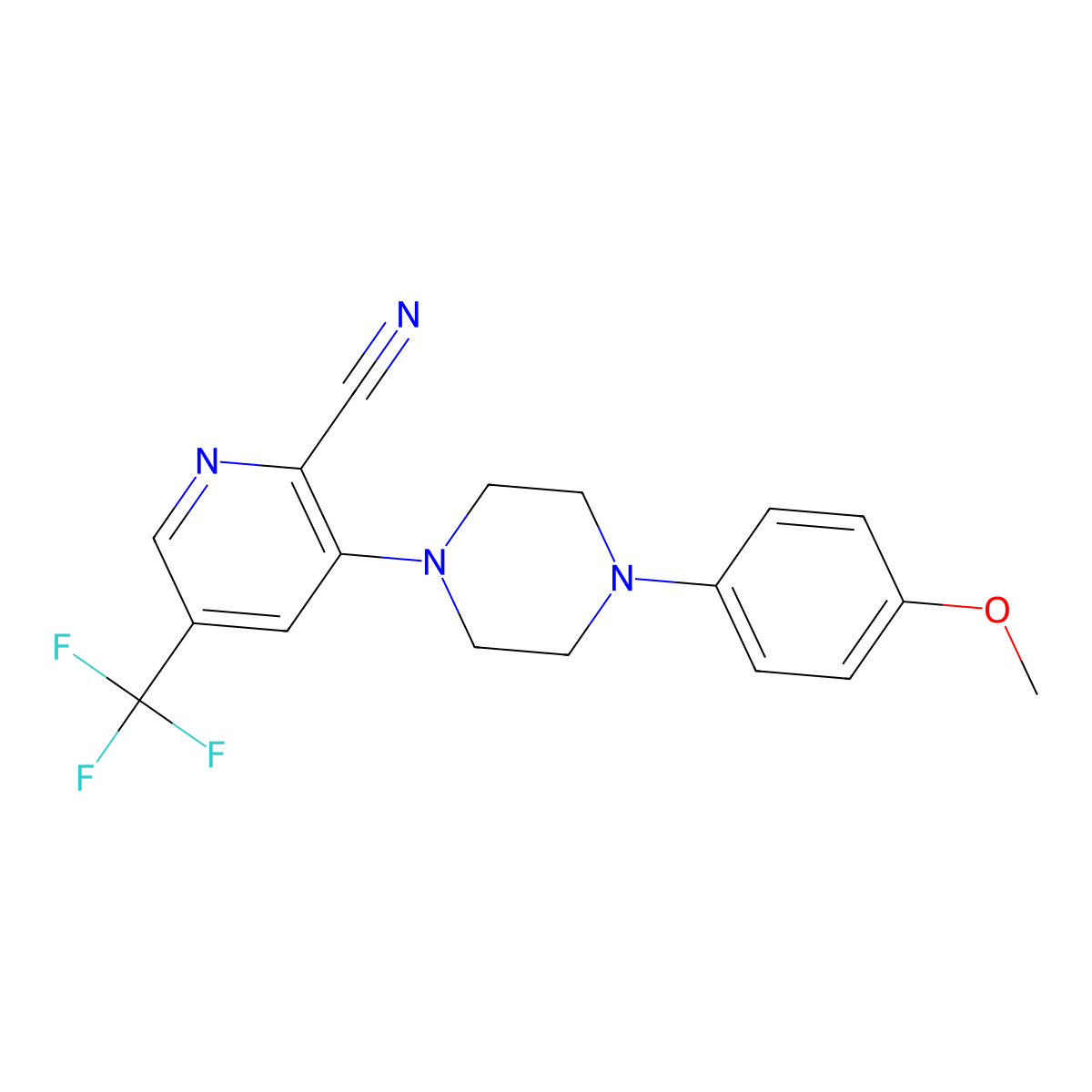 3-[4-(4-Methoxyphenyl)piperazin-1-yl]-5-(trifluoromethyl)pyridine-2-carbonitrile molecular structure, CAS 338968-21-1