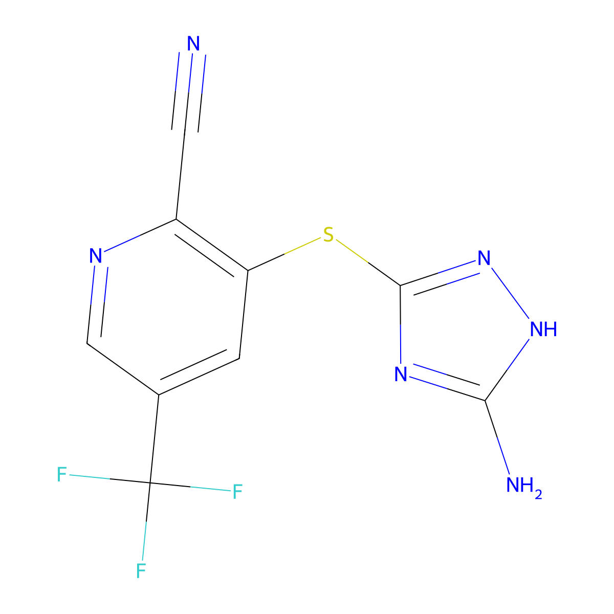 3-[(3-amino-1H-1,2,4-triazol-5-yl)sulfanyl]-5-(trifluoromethyl)-2-pyridinecarbonitrile molecular structure, CAS 338968-23-3