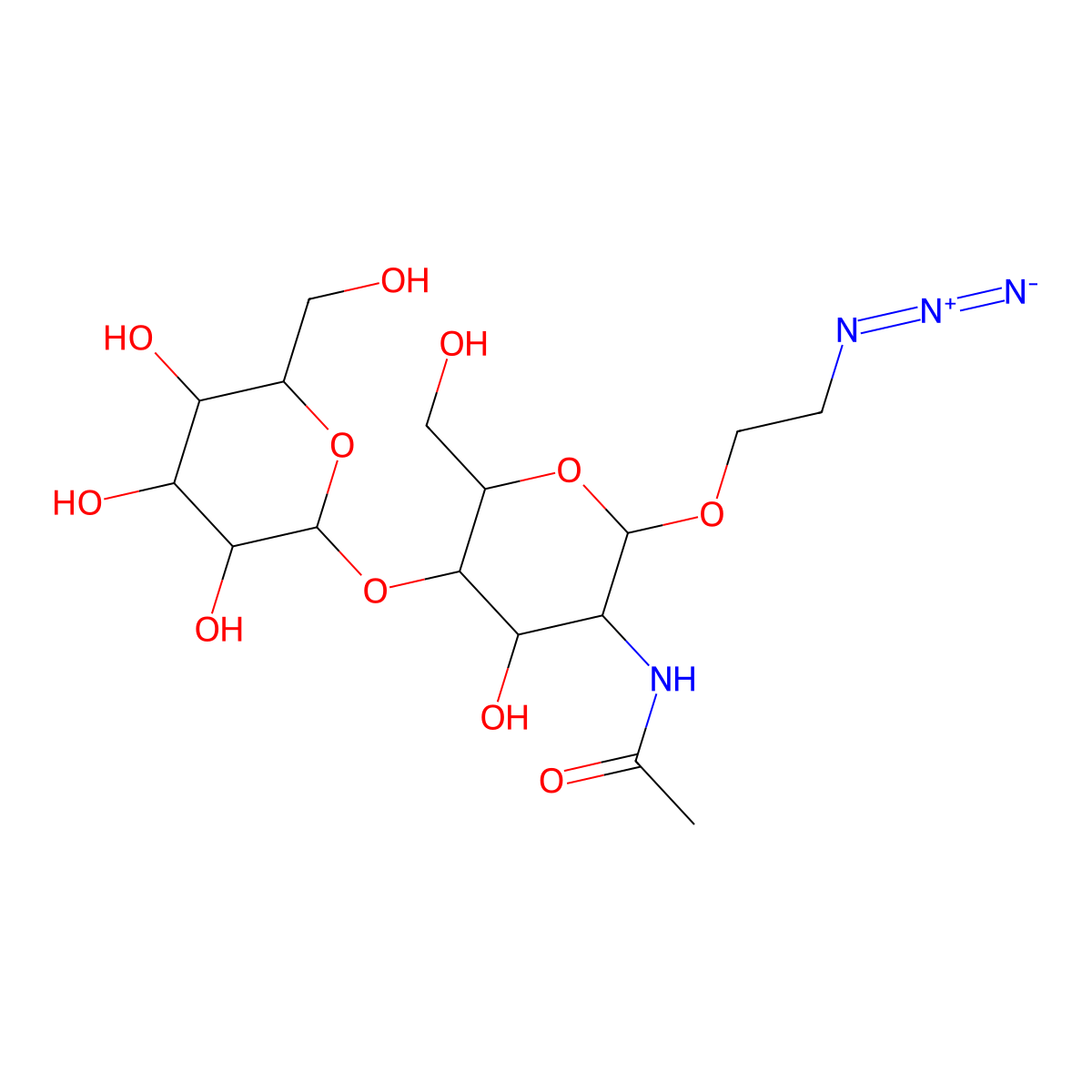 2-Azidoethyl N-acetyl-D-lactosamine molecular structure, CAS 338971-38-3
