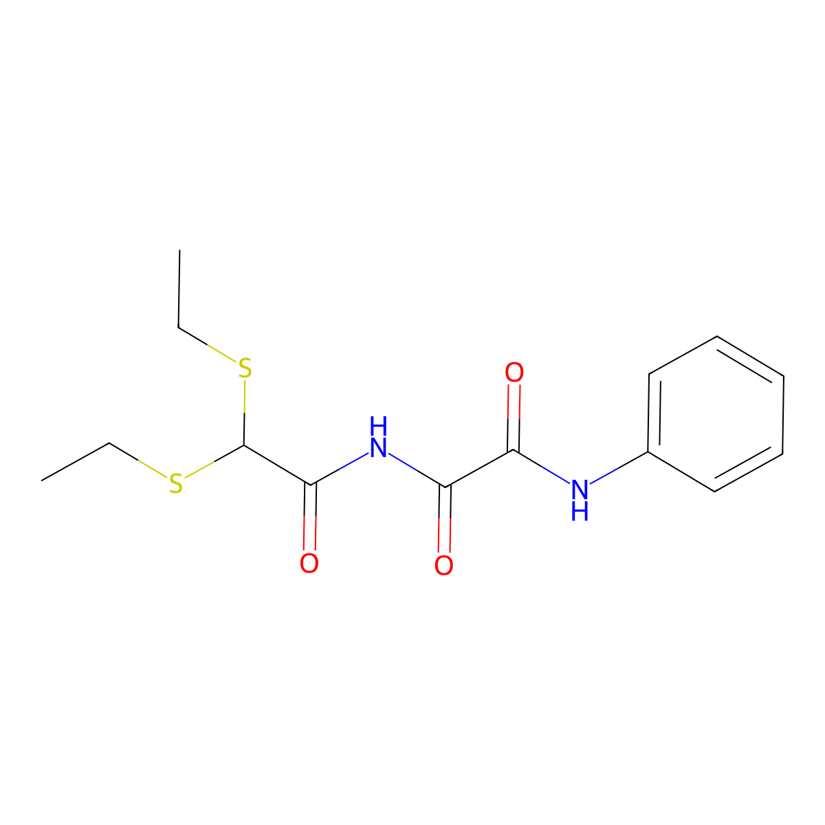 N~1~-[2,2-bis(ethylsulfanyl)acetyl]-N~2~-phenylethanediamide molecular structure, CAS 338975-26-1