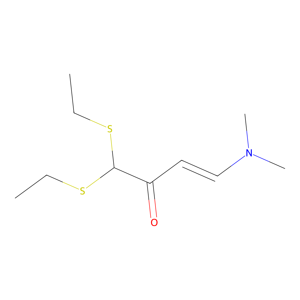 (E)-4-(dimethylamino)-1,1-bis(ethylsulfanyl)but-3-en-2-one molecular structure, CAS 338975-27-2