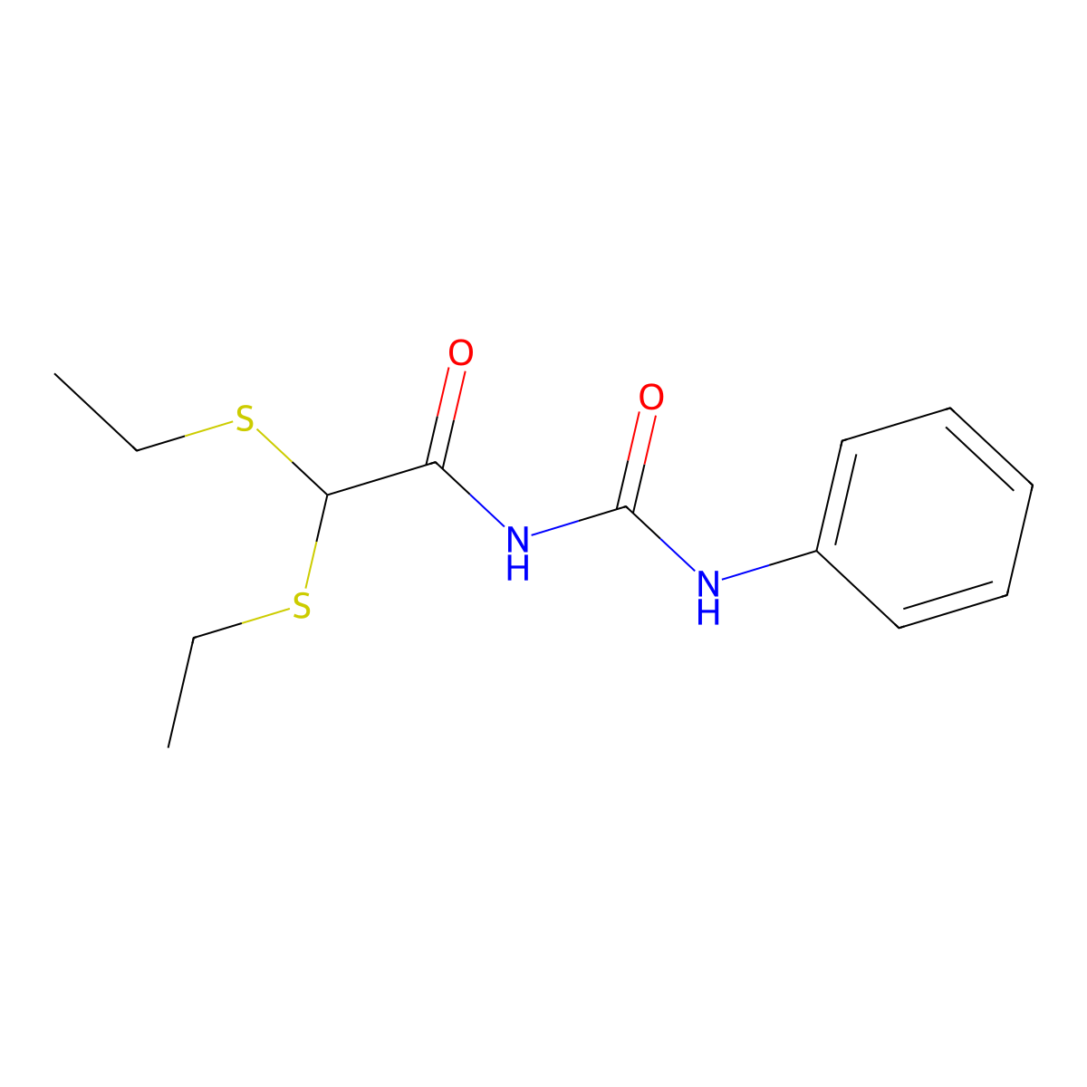 N-[2,2-bis(ethylsulfanyl)acetyl]-N'-phenylurea molecular structure, CAS 338975-29-4