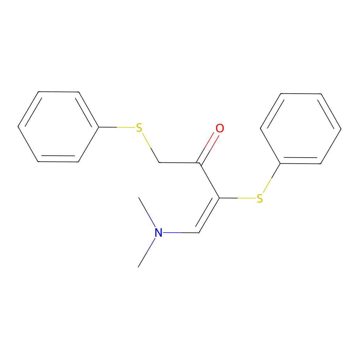(E)-4-(dimethylamino)-1,3-bis(phenylsulfanyl)but-3-en-2-one molecular structure, CAS 338975-30-7