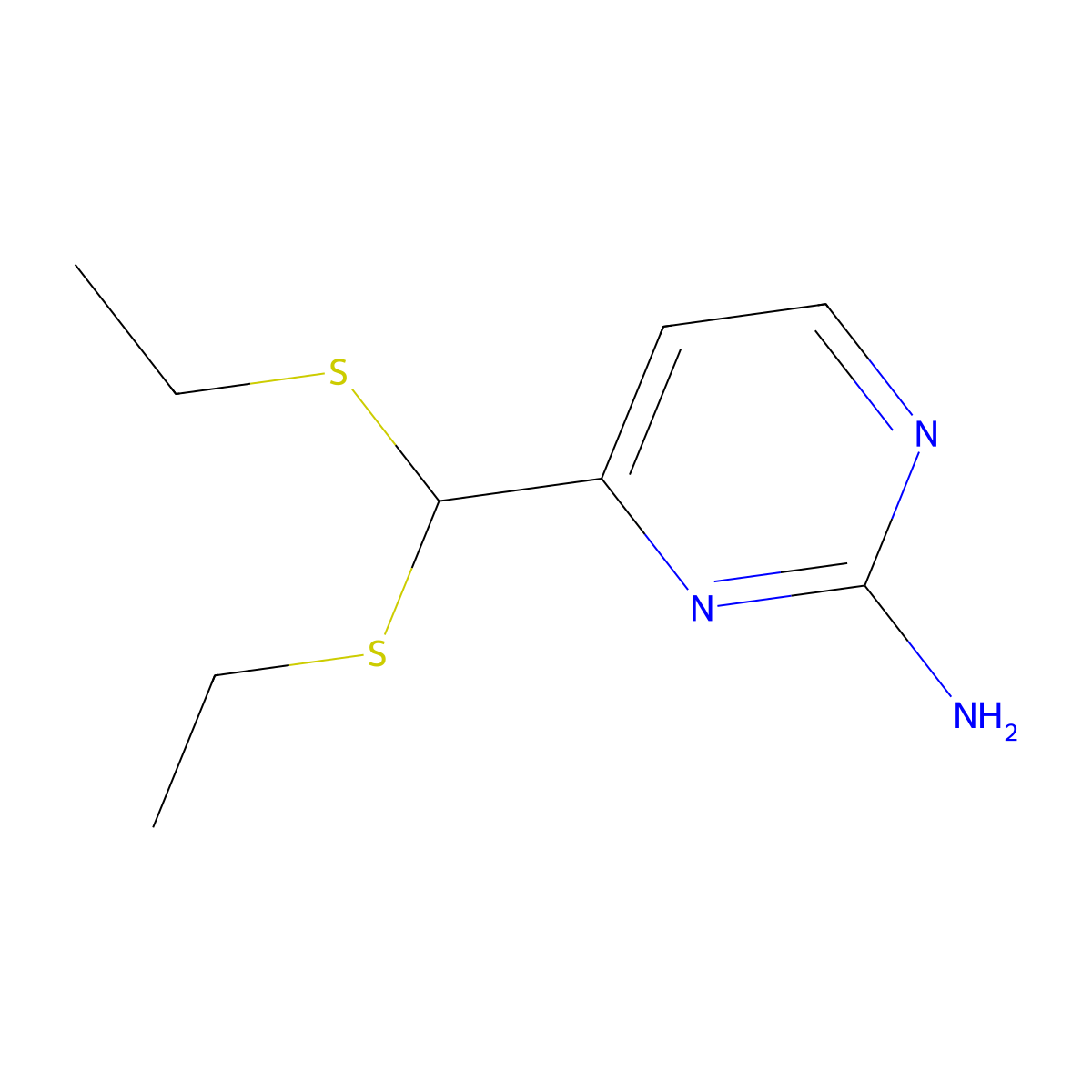 4-(Bis(ethylthio)methyl)-2-pyrimidinamine molecular structure, CAS 338975-33-0