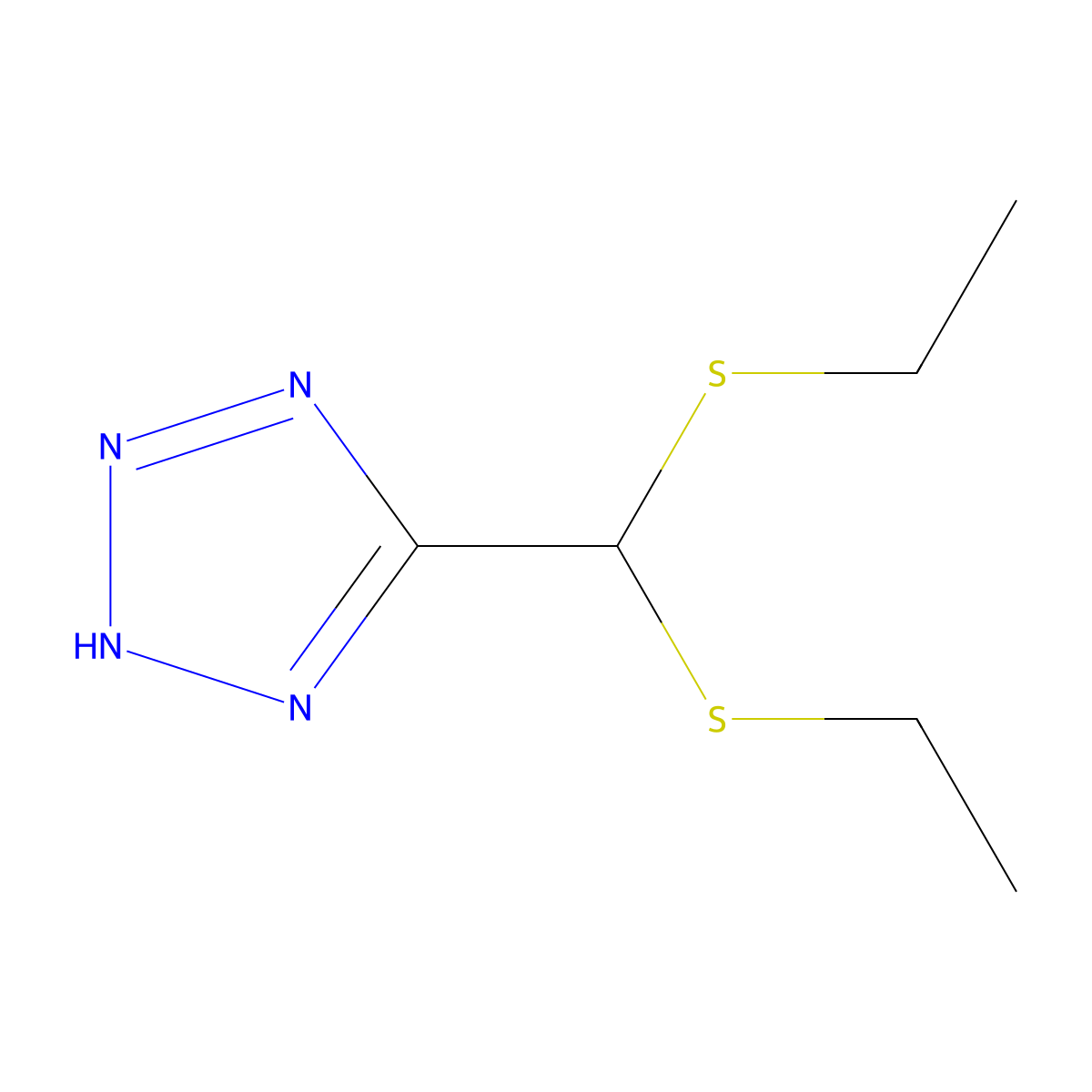 ethyl (ethylsulfanyl)(2H-1,2,3,4-tetraazol-5-yl)methyl sulfide molecular structure, CAS 338975-36-3