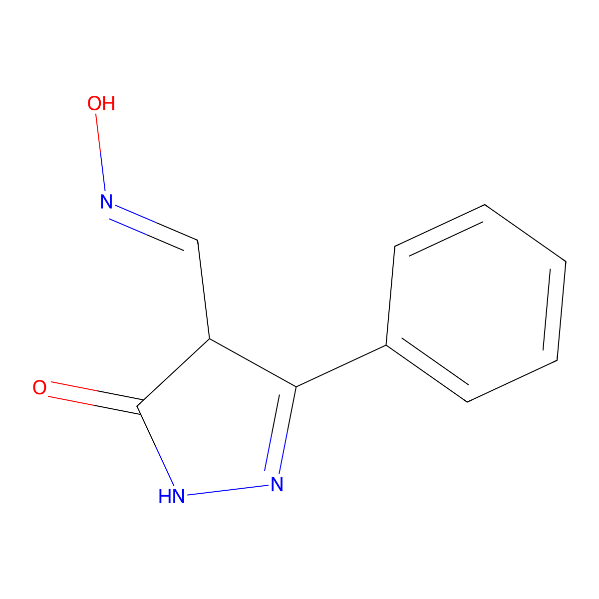 4-[(1E)-(hydroxyimino)methyl]-3-phenyl-4,5-dihydro-1H-pyrazol-5-one molecular structure, CAS 338975-53-4
