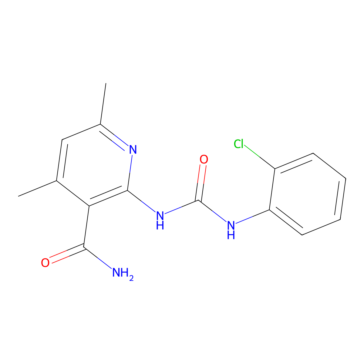 2-{[(2-Chloroanilino)carbonyl]amino}-4,6-dimethylnicotinamide molecular structure, CAS 338975-92-1