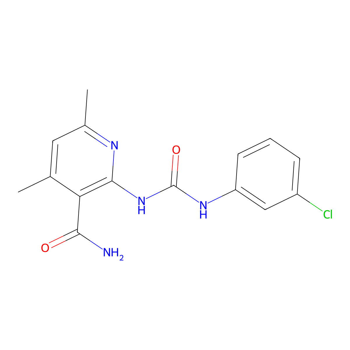 2-{[(3-Chloroanilino)carbonyl]amino}-4,6-dimethylnicotinamide molecular structure, CAS 338975-93-2