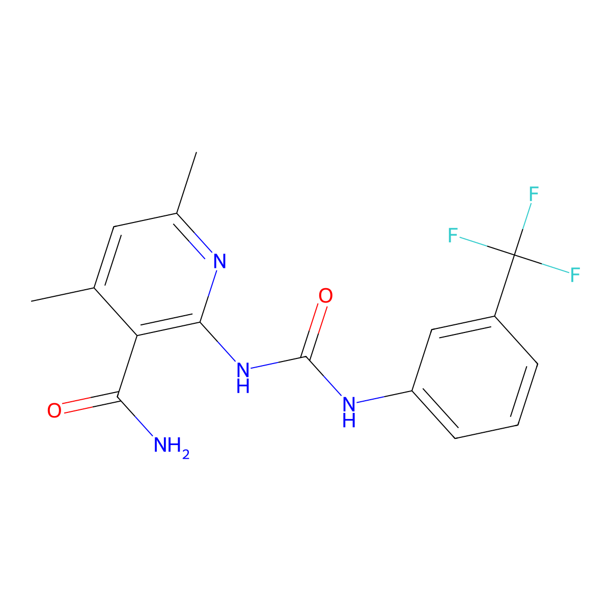 4,6-Dimethyl-2-({[3-(trifluoromethyl)anilino]carbonyl}amino)nicotinamide molecular structure, CAS 338975-96-5
