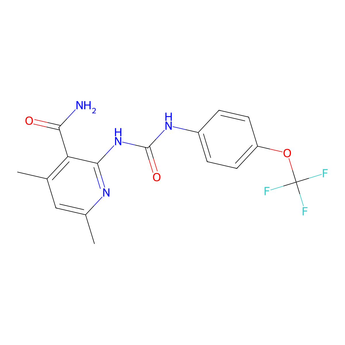 4,6-Dimethyl-2-({[4-(trifluoromethoxy)anilino]carbonyl}amino)nicotinamide molecular structure, CAS 338975-98-7