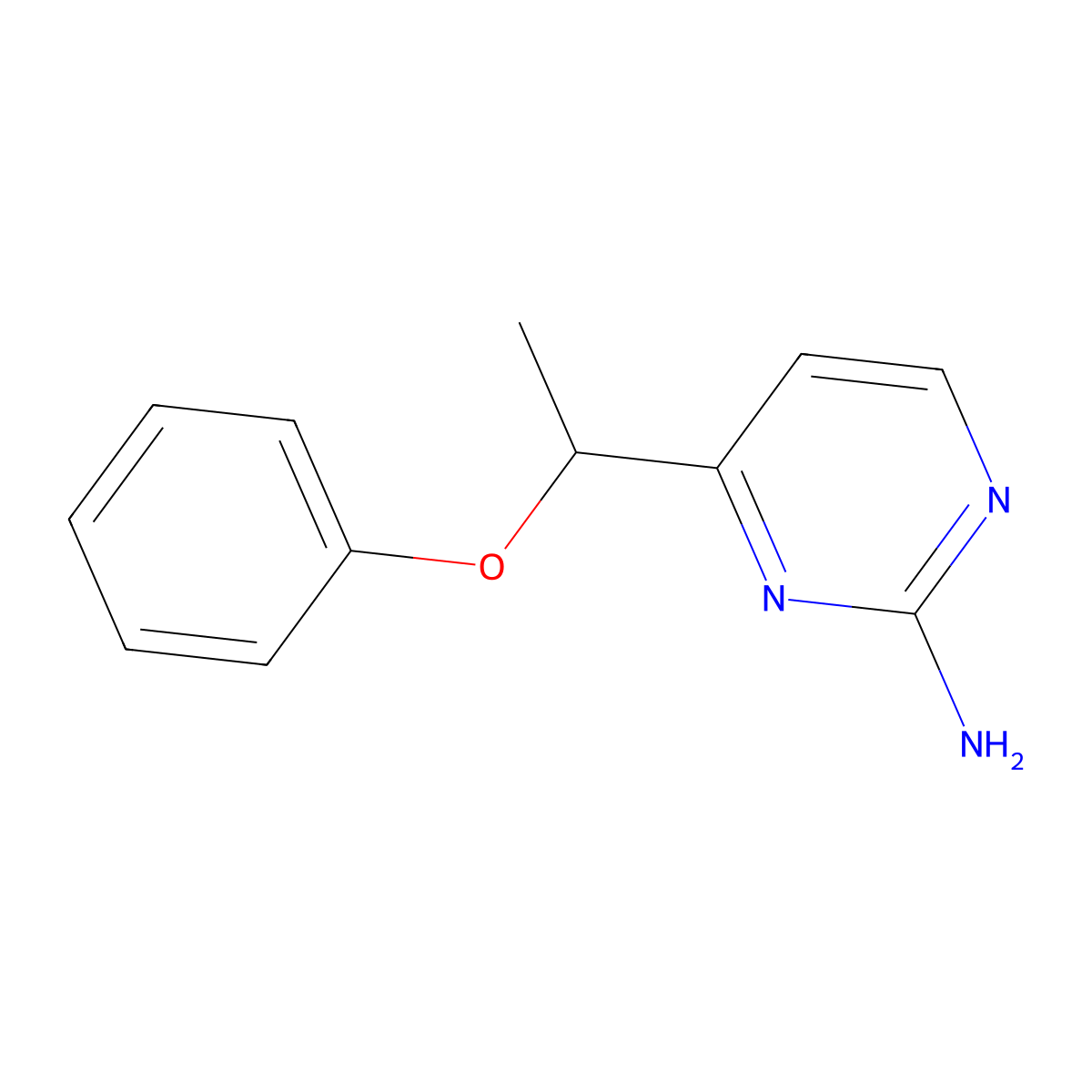 4-(1-Phenoxyethyl)pyrimidin-2-amine molecular structure, CAS 338976-07-1