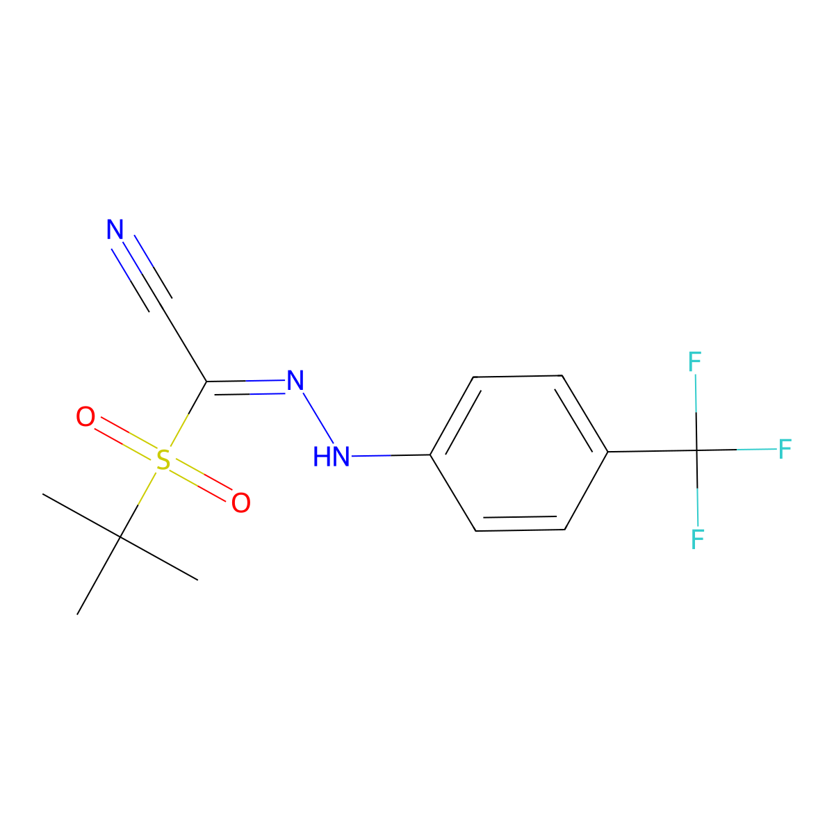 2-(Tert-butylsulfonyl)-2-{2-[4-(trifluoromethyl)phenyl]hydrazono}acetonitrile molecular structure, CAS 338976-14-0