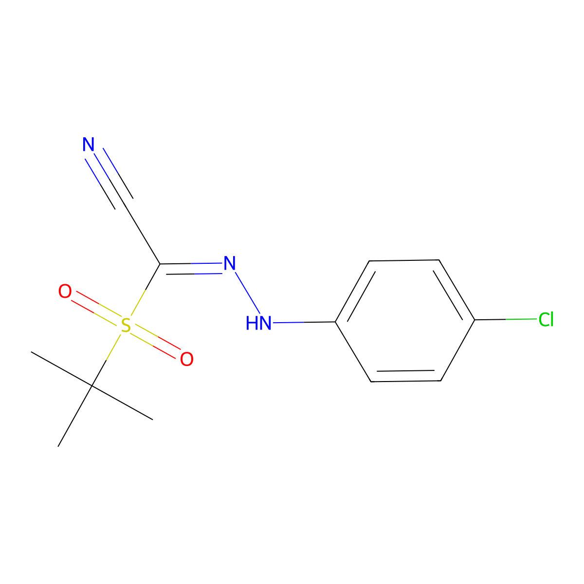 2-(Tert-butylsulfonyl)-2-[2-(4-chlorophenyl)hydrazono]acetonitrile molecular structure, CAS 338976-15-1