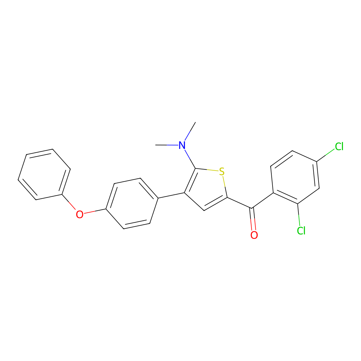 (2,4-Dichlorophenyl)(5-(dimethylamino)-4-(4-phenoxyphenyl)-2-thienyl)methanone molecular structure, CAS 338976-25-3