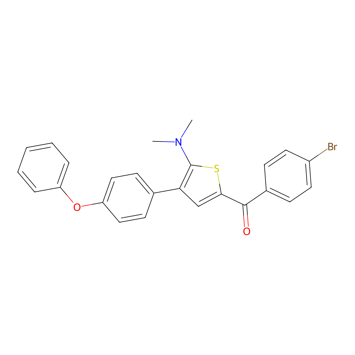 (4-Bromophenyl)(5-(dimethylamino)-4-(4-phenoxyphenyl)-2-thienyl)methanone molecular structure, CAS 338976-27-5