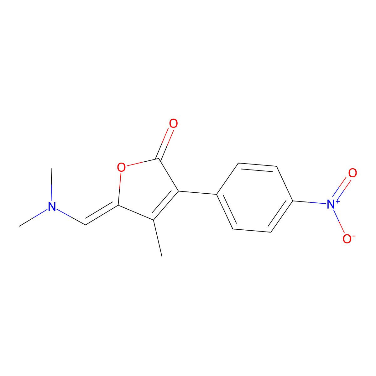 (5Z)-5-(dimethylaminomethylidene)-4-methyl-3-(4-nitrophenyl)furan-2-one molecular structure, CAS 338976-32-2