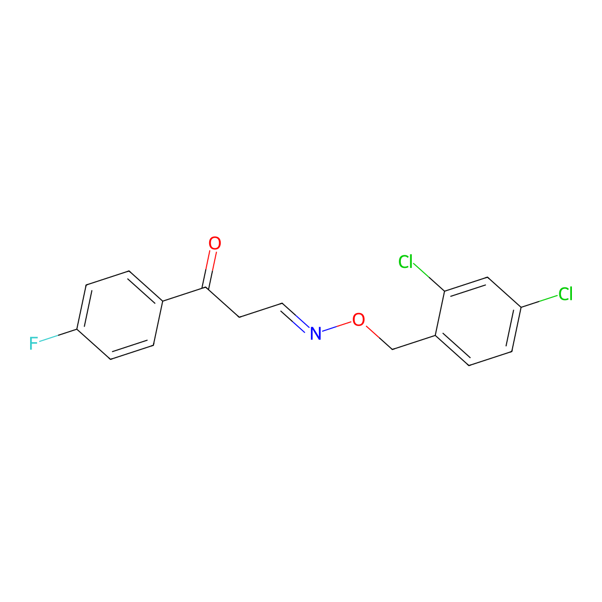 (3E)-3-{[(2,4-dichlorophenyl)methoxy]imino}-1-(4-fluorophenyl)propan-1-one molecular structure, CAS 338976-52-6