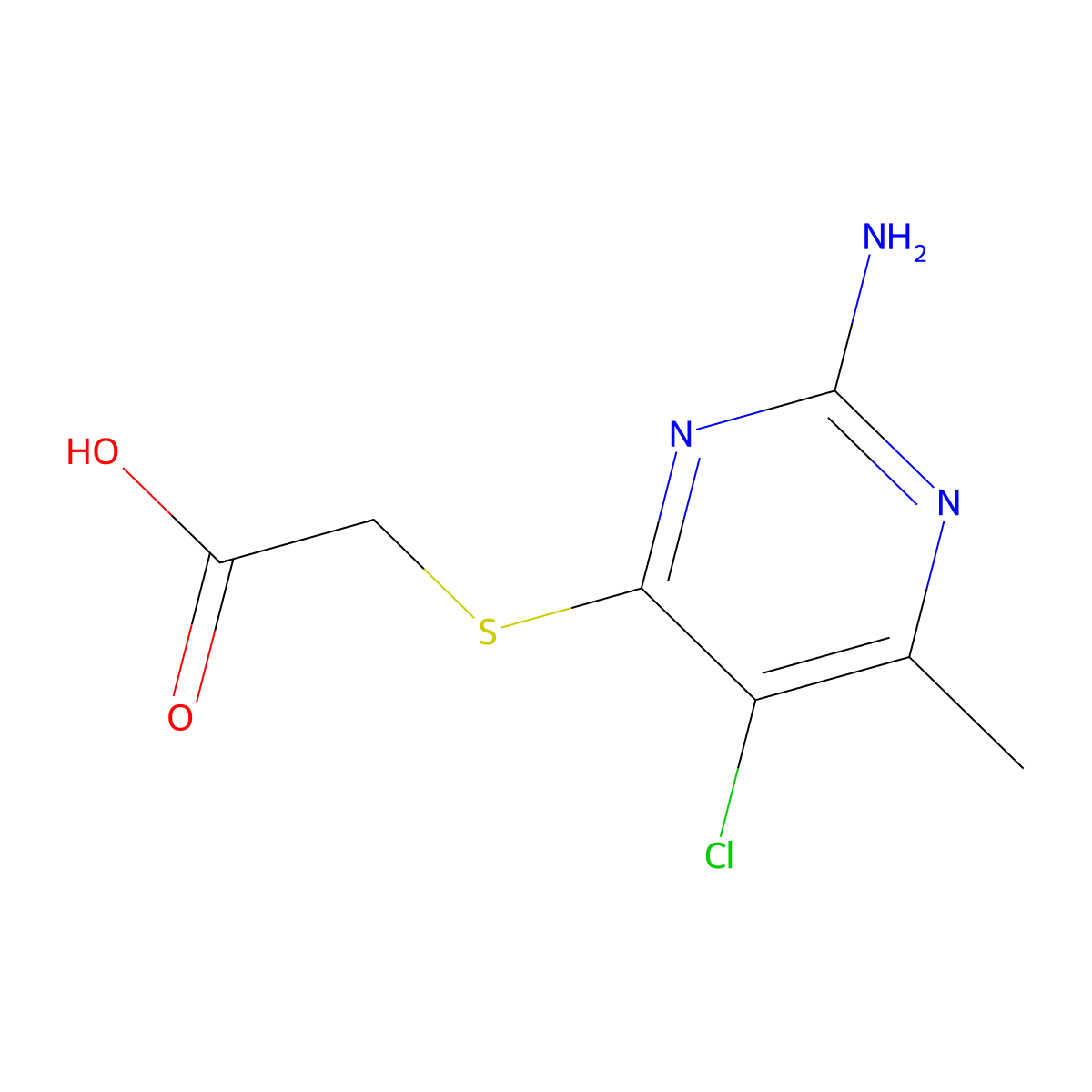 2-((2-Amino-5-chloro-6-methyl-4-pyrimidinyl)sulfanyl)acetic acid molecular structure, CAS 338976-58-2
