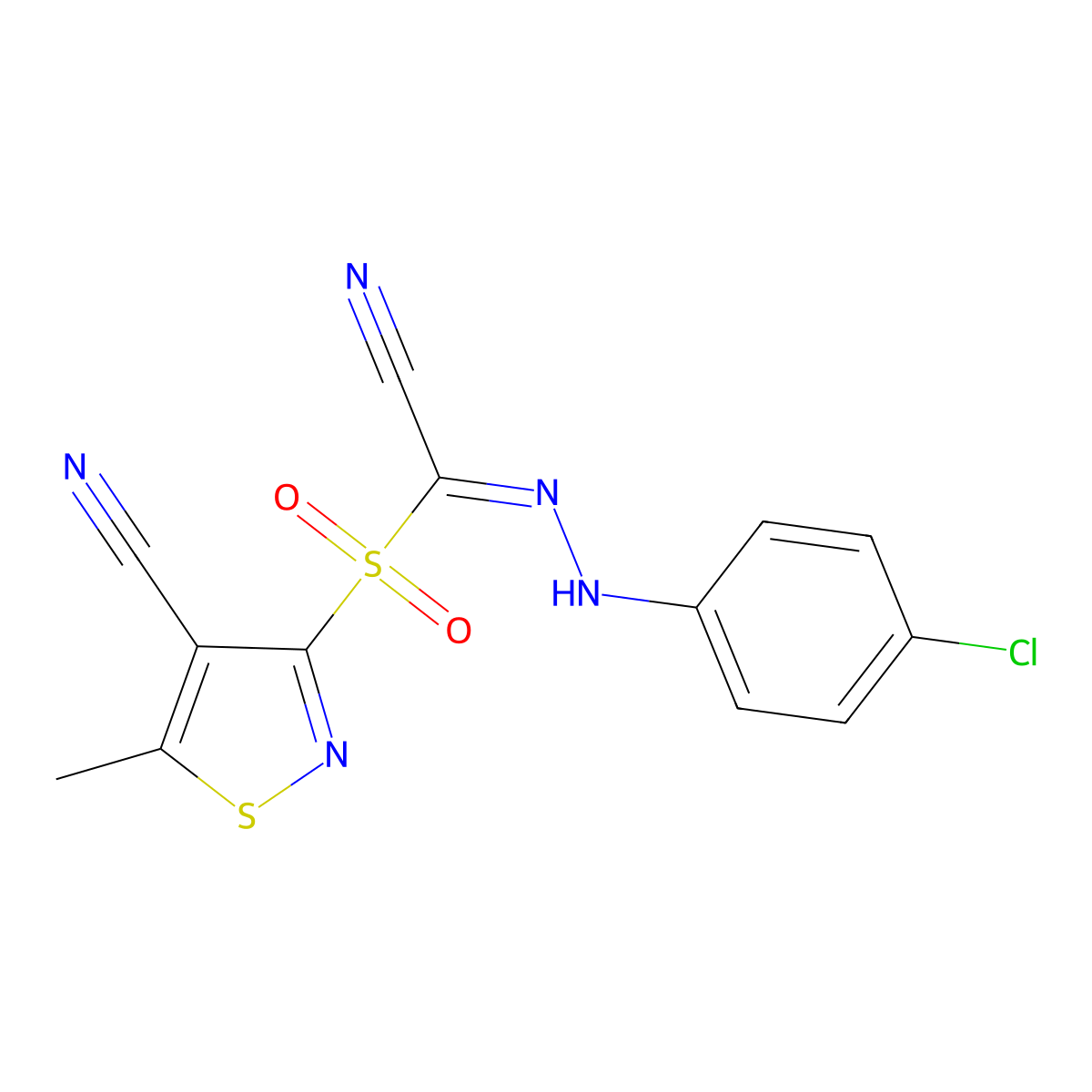 N-(4-chloroanilino)-1-[(4-cyano-5-methyl-1,2-thiazol-3-yl)sulfonyl]methanimidoyl cyanide molecular structure, CAS 338976-83-3