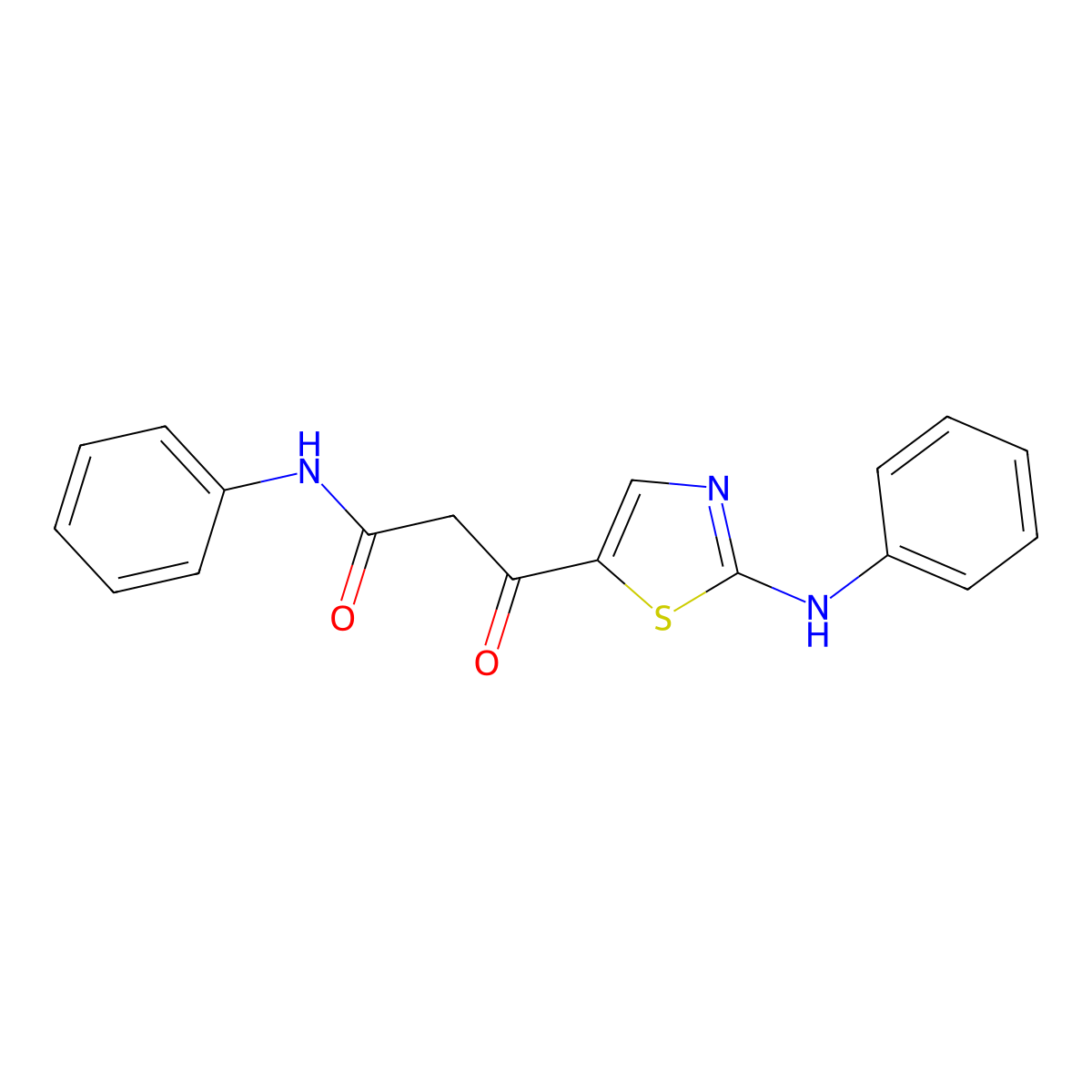 beta-Oxo-N-phenyl-2-(phenylamino)-5-thiazolepropanamide molecular structure, CAS 338976-84-4