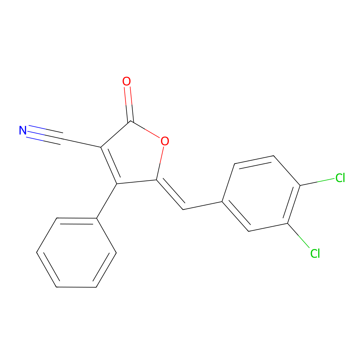 5-[(3,4-Dichlorophenyl)methylene]-2-oxo-4-phenyl-2,5-dihydro-3-furancarbonitrile molecular structure, CAS 338976-85-5
